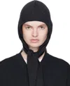 Lemaire Gray Fine Wool Head Scarf Hood In Black