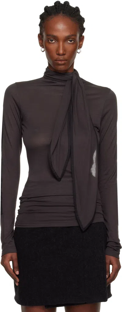 Lemaire Gray Foulard Turtleneck In Brown