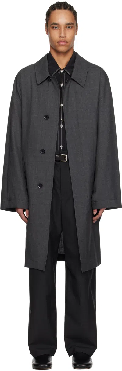 Lemaire Gray Light Tailored Coat In Mu099 Grey Melange
