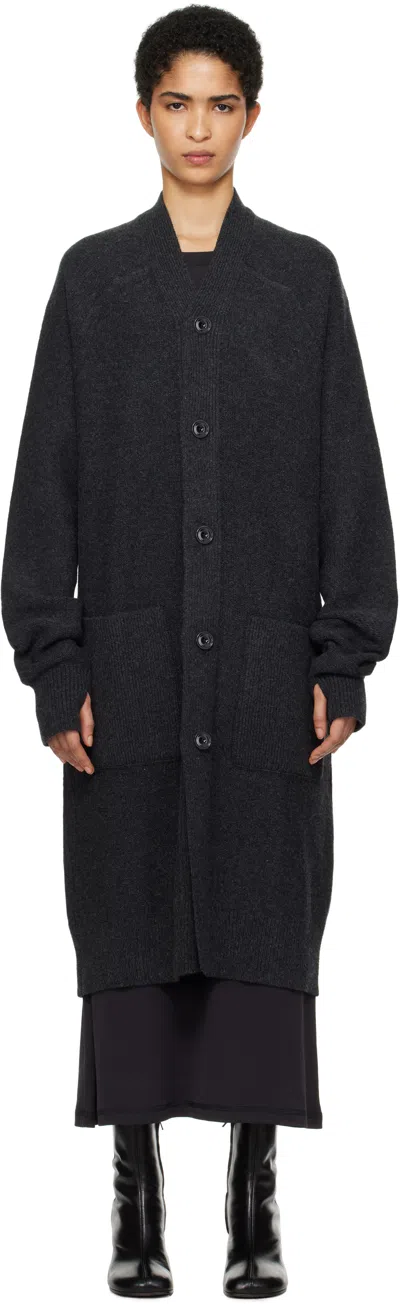 Lemaire Gray Long Cardigan In Bk981 Anthracite