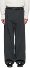 Lemaire Gray Maxi Pleated Trousers In Bk980 Charcoal