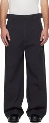 Lemaire Gray Maxi Utility Trousers In Black