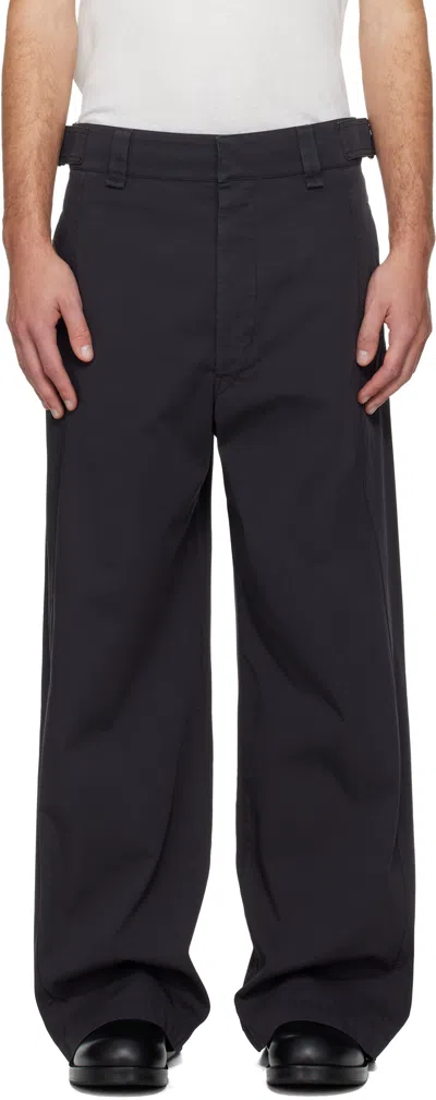 Lemaire Gray Maxi Utility Trousers In Black