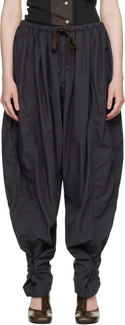 Lemaire Grey Parachute Lounge Trousers In Bk980 Charcoal