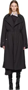 Lemaire Graphite Polyester Blend Trench Coat In Black