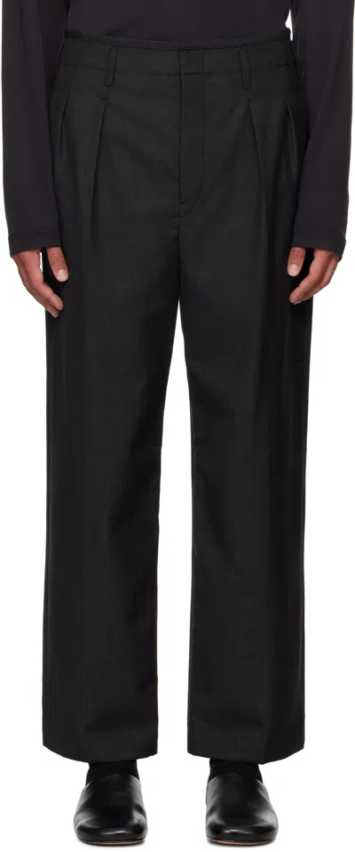 Lemaire Gray Pleated Trousers In Bk997 Caviar