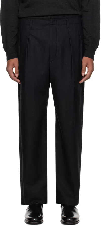 Lemaire Gray Pleated Trousers In Mu190 Anthracite / G