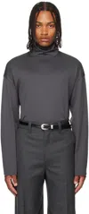 Lemaire Gray Relaxed Mock Neck T-shirt In Brown