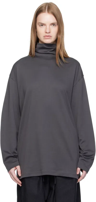 Lemaire Gray Relaxed Mock Neck T-shirt