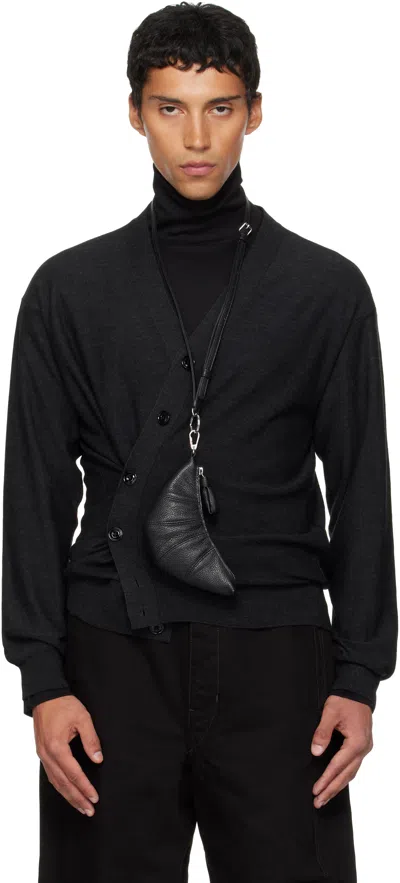 Lemaire Gray Relaxed Twisted Cardigan In Black