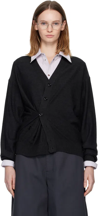 Lemaire Gray Relaxed Twisted Cardigan In Black