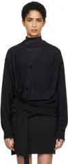 Lemaire Gray Relaxed Twisted Cardigan In Bk966 Anthracite