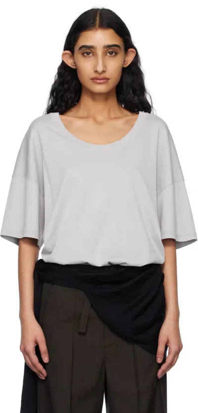 Lemaire Gray Rib T-shirt In Bk942 Blue Grey