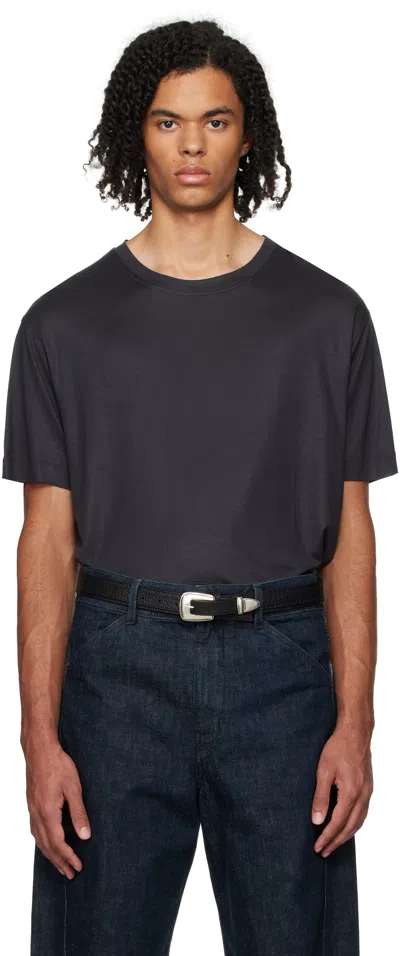 Lemaire Gray Short Sleeve T-shirt In Bk997 Caviar