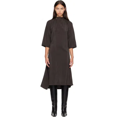 Lemaire Gray Soft Collar Midi Dress In Br532 Licorice