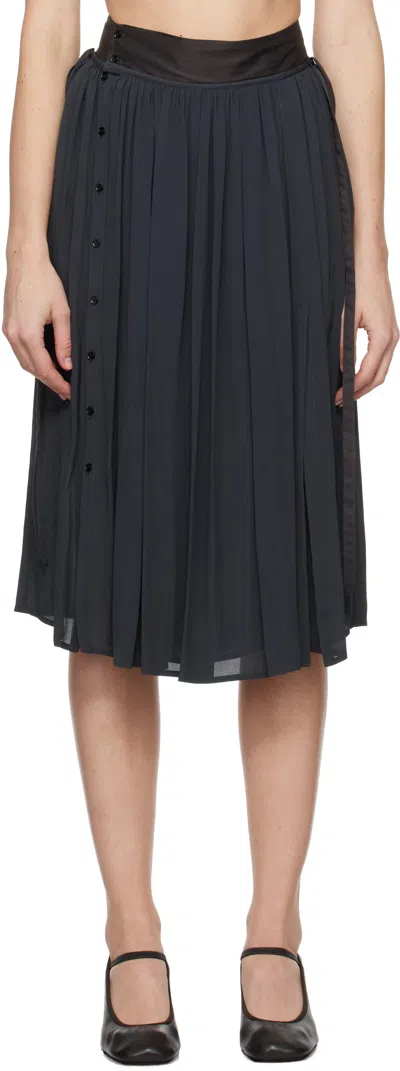 Lemaire Gray Soft Midi Skirt In Bk996 Coal