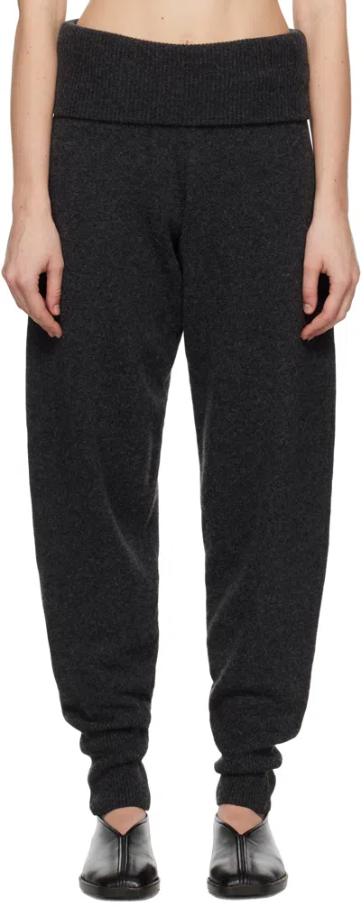 Lemaire Grey Soft Rib Lounge Trousers In Bk981 Antracite