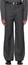 Lemaire Wide Leg Tailored Trousers Pleated Front In Gray