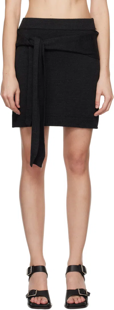 Lemaire Gray Trompe L'œil Miniskirt In Bk966 Anthracite