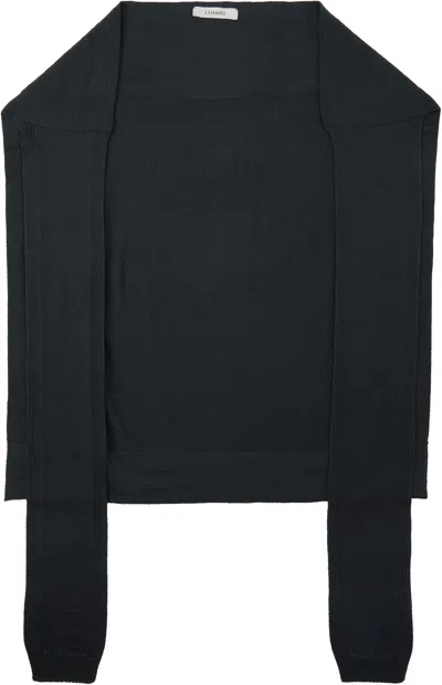 Lemaire Gray Trompe L'oeil Scarf In Black