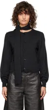 Lemaire Gray Twisted Scarf Cardigan In Bk966 Anthracite