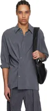 Lemaire Twisted Silk-blend Shirt In Bk991 Asphalt