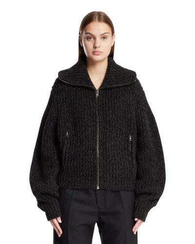 Lemaire Gray Zip Cardigan In Black