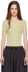 Lemaire Green Buttoned Rib Bodysuit In Gr702 Light Jade