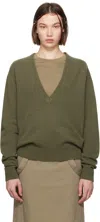 Lemaire Green Deep V-neck Sweater In Gr612 Light Moss