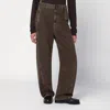 Lemaire Green Denim Trousers With Belt In Green