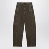 Lemaire Green Denim Trousers With Belt Women In Brown