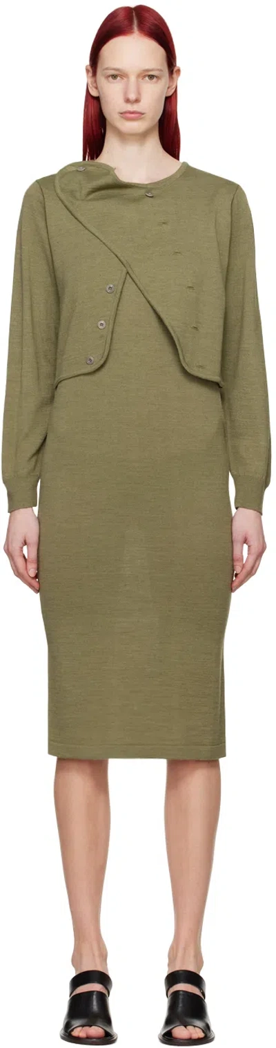 Lemaire Green Layered Midi Dress In Gr619 Light Olive