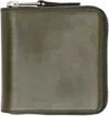 Lemaire Green Patina Zip Compact Bi Fold Wallet In Gr688 Peat Green