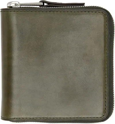 Lemaire Green Patina Zip Compact Bi Fold Wallet In Gr688 Peat Green