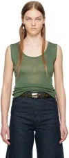 Lemaire Green Scoop Neck Tank Top In Gr627 Smoky Green
