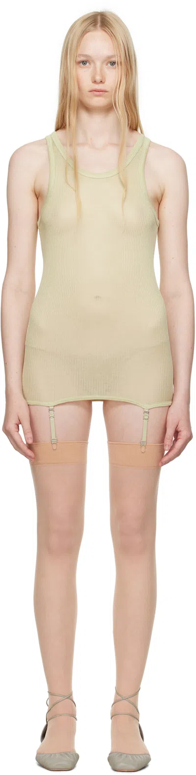 Lemaire Green Seamless Rib Suspenders Tank Top In Neutral