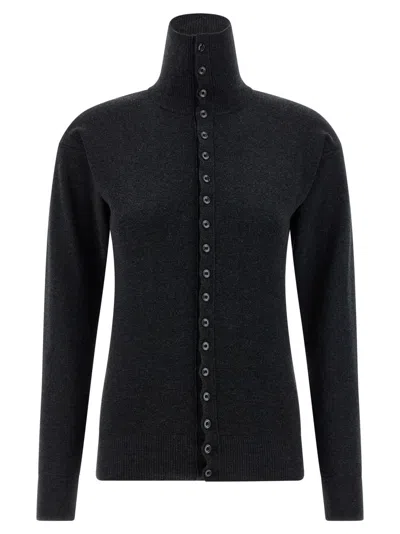 LEMAIRE GREY BUTTONED FITTED CARDIGAN