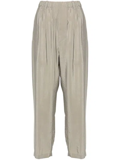 LEMAIRE GREY ELASTICATED-WAISTBAND TAPERED TROUSERS
