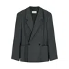 Lemaire Double-breasted Patch-pocket Blazer In Gray