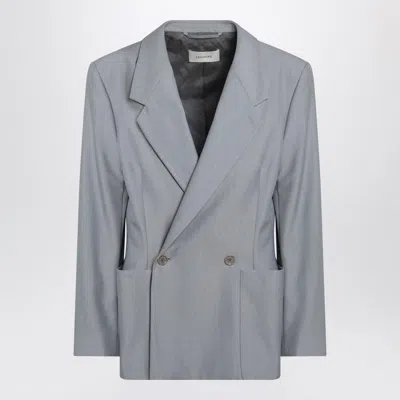 Lemaire Women's Grey Mã©lange Double-breasted Jacket In Blue