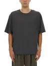 Lemaire Grey Solid Crew Neck T-shirt In Grey