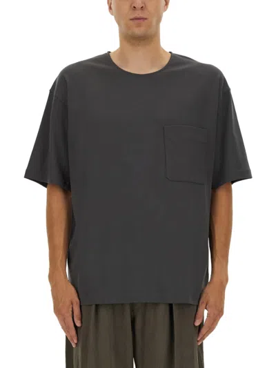Lemaire Grey Solid Crew Neck T-shirt In Gray