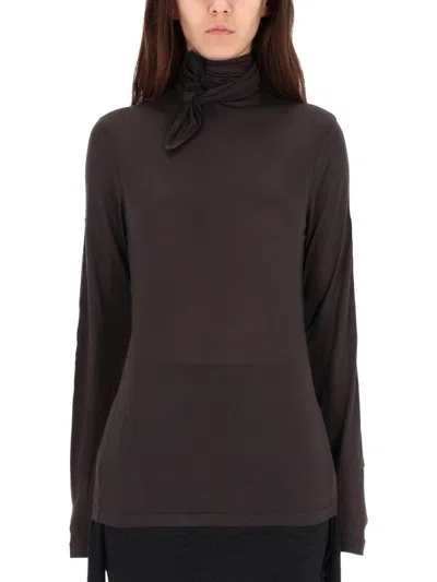 LEMAIRE WOMEN GREY SOLID MOCK COLLAR TOP, XS LUXURY TOPS FOR WOMEN DARVEYS