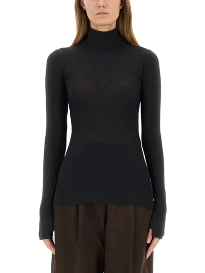 LEMAIRE WOMEN GREY SOLID TURTLE NECK TOP, L LUXURY TOPS FOR WOMEN DARVEYS
