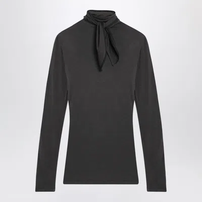 LEMAIRE LEMAIRE GREY TOP WITH SCARF AND PATCHES