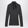 Lemaire Grey Top With Scarf And Patches In Black