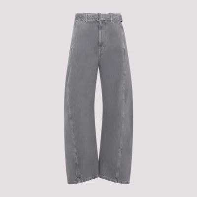 LEMAIRE GREY TWISTED BELTED COTTON JEANS