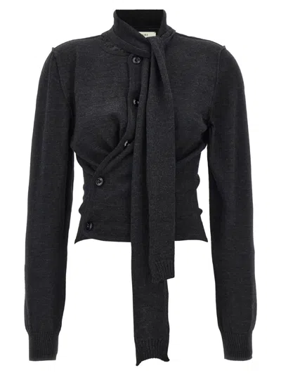 LEMAIRE GREY TWISTED CARDIGAN