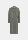 LEMAIRE LEMAIRE GREY TWISTED WRAP MIDI DRESS