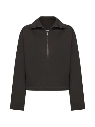 Lemaire Grey Wool And Cotton Half-zip Sweatshirt